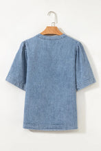 Pleated Blue Top