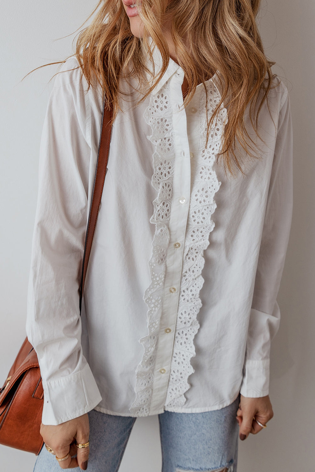 Eyelet Lace Trim Blouse