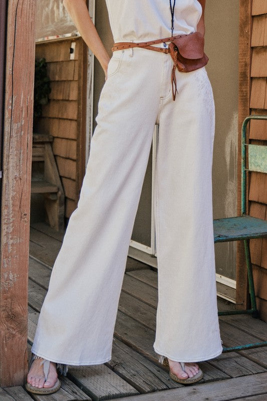 Embroidered Floral Denim