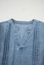 Pleated Blue Top