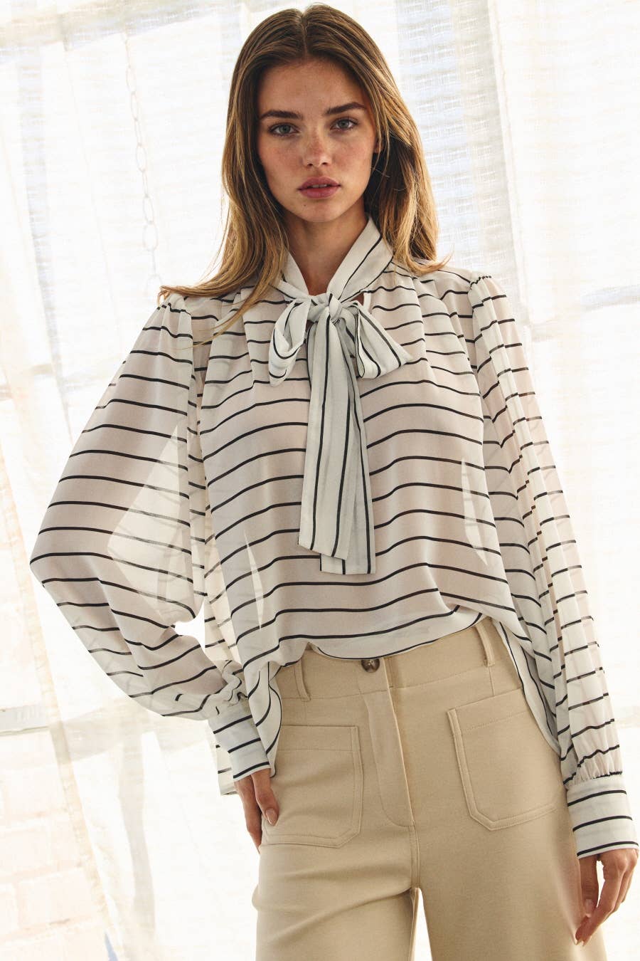 Striped Chiffon Blouse
