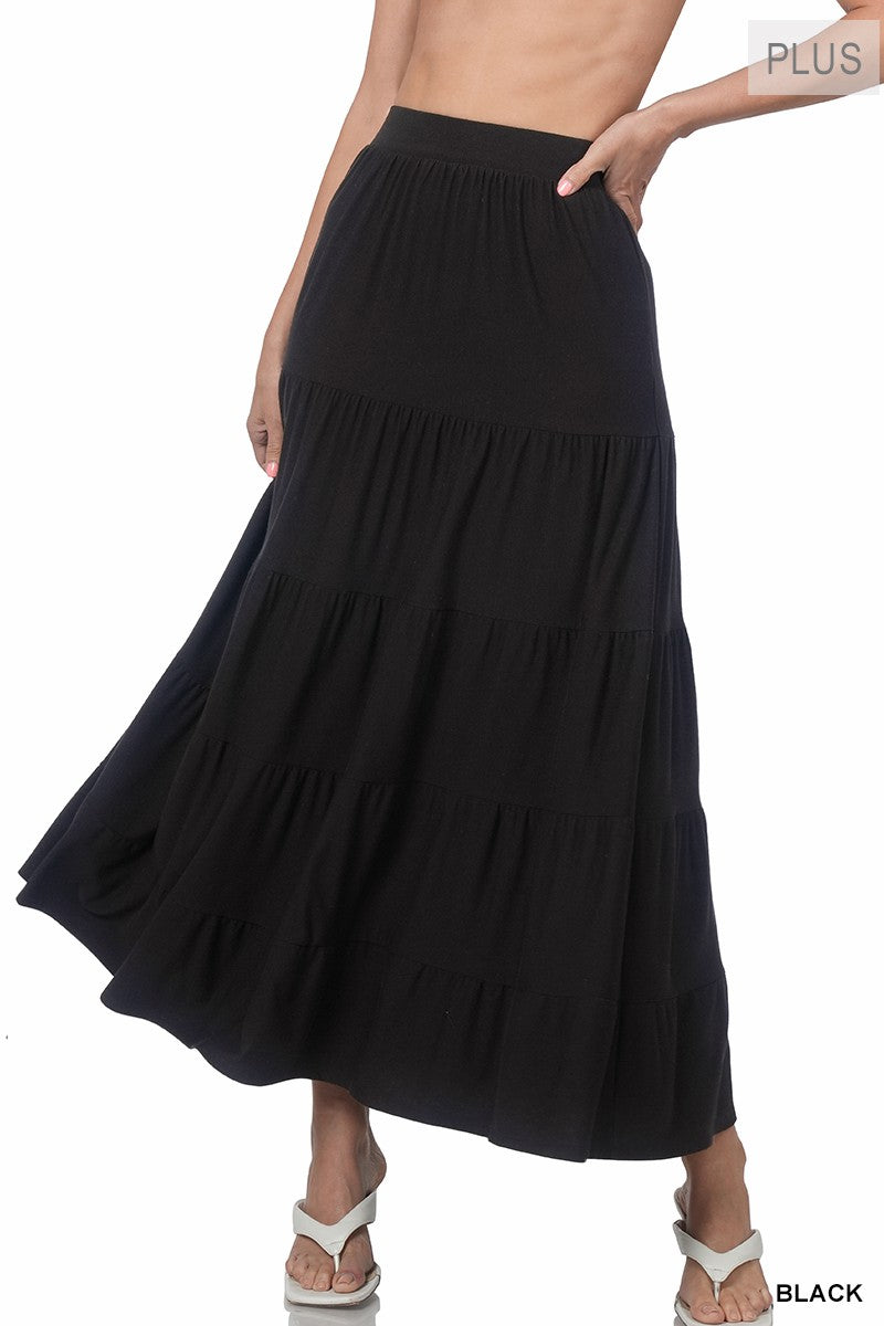 (Plus) Tiered Maxi Skirt