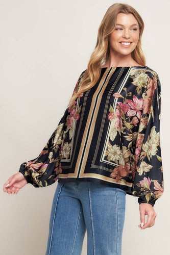 Midnight Bloom Satin Blouse