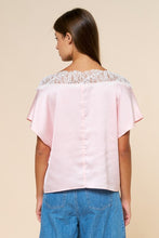 Blush Lace Trim Drape Top