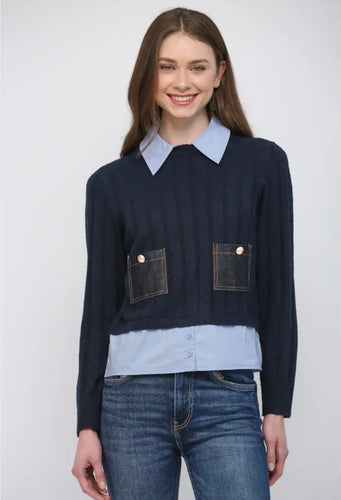 Stitched in Denim Sweater