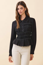 Collared Smocked Blouse