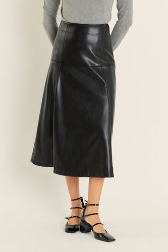 Vegan Leather Midi Skirt