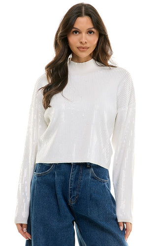 (Final Sale) White Sequin Sweater