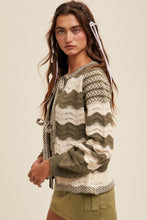 Olive Waves Cardigan