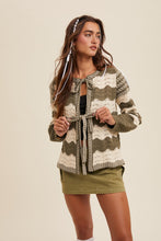 Olive Waves Cardigan