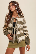 Olive Waves Cardigan