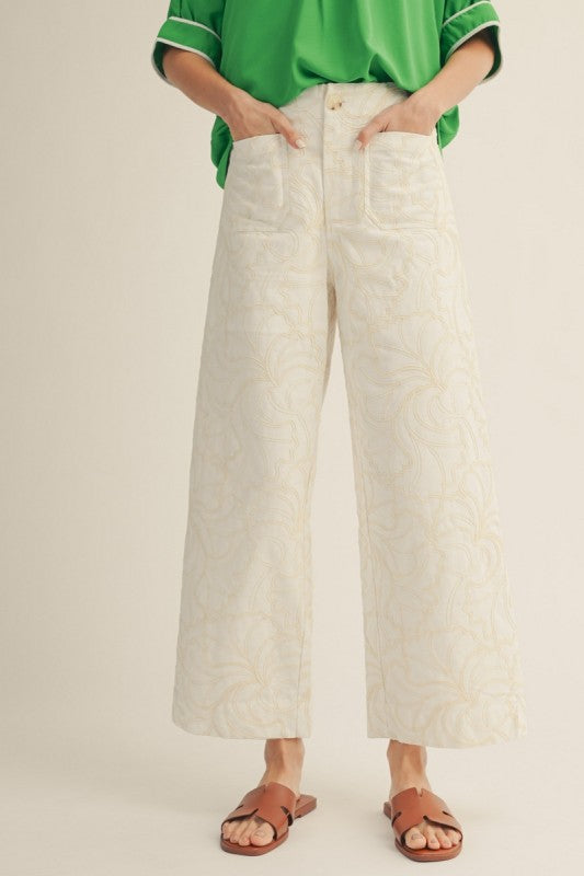 Ivory Etched Pants