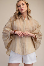 Shimmer Stripe Button-Down Blouse