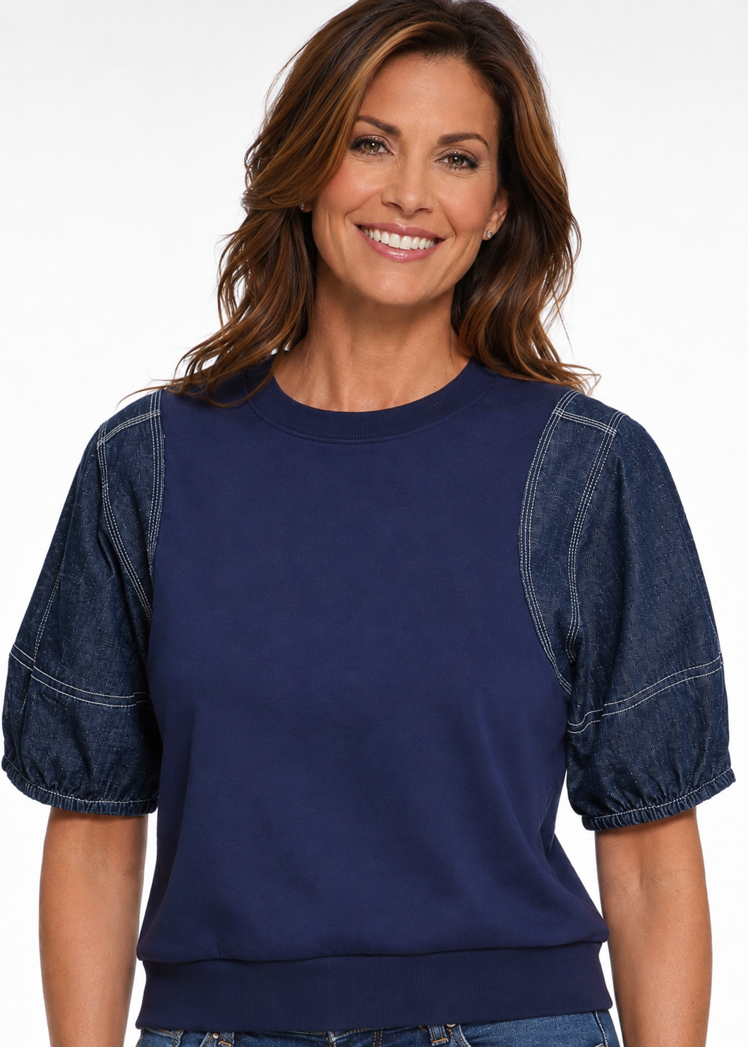 Denim Detail Top