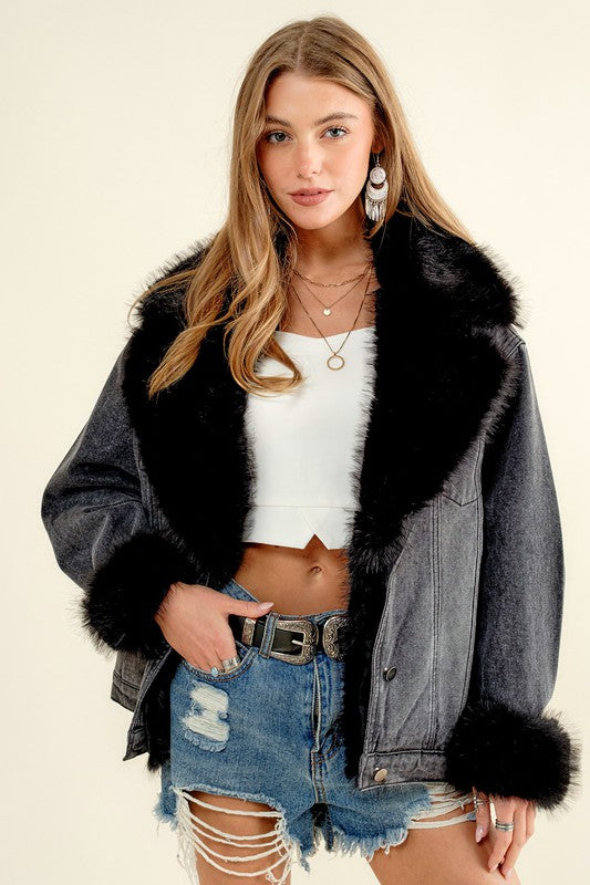 Midnight Faux Fur Jacket
