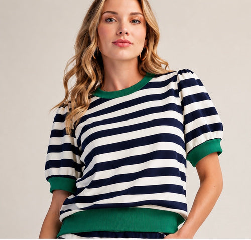 Navy Mist Stripe Top