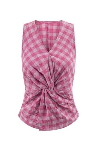 Pink Gingham Twist Tank