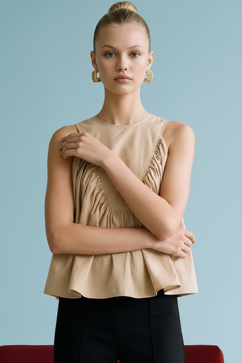 Sleeveless Ruffle Detail Top