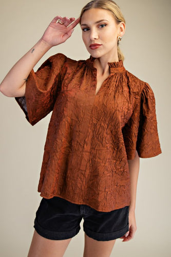 Copper Glow Crinkle Blouse