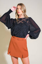 Midnight Lattice Lace Blouse