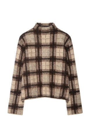 Cozy Check Mock Neck Sweater