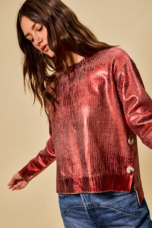 Glimmer Side-Button Sweater