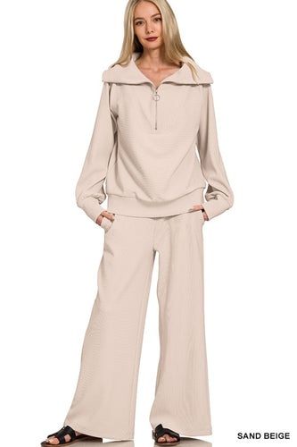 Ribbed Half Zip Set