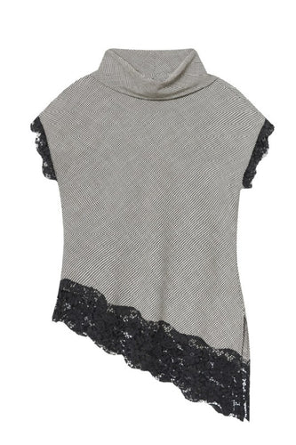 Houndstooth Lace Edge Top