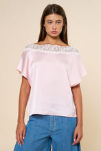 Blush Lace Trim Drape Top