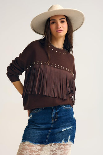 Desert Fringe Stud Sweater