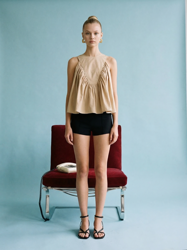 Sleeveless Ruffle Detail Top