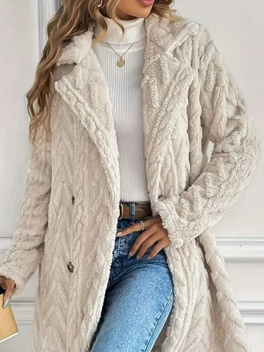Chevron Textured Fleece Coat
