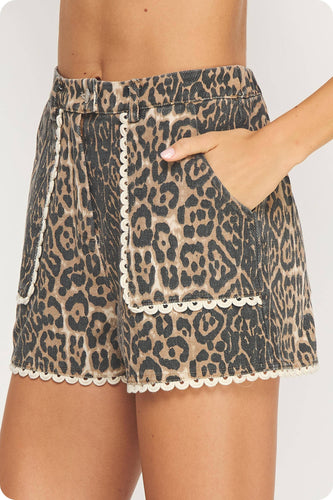 Leopard Twill Lace Shorts