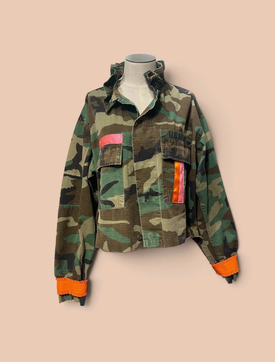 Vintage Camo Ruffle Jacket