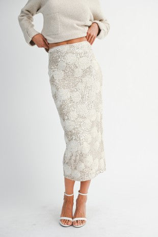 Floral Sequin Skirt