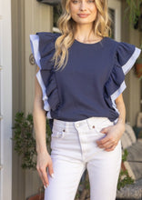 Navy Detailed Top