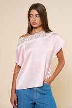 Blush Lace Trim Drape Top