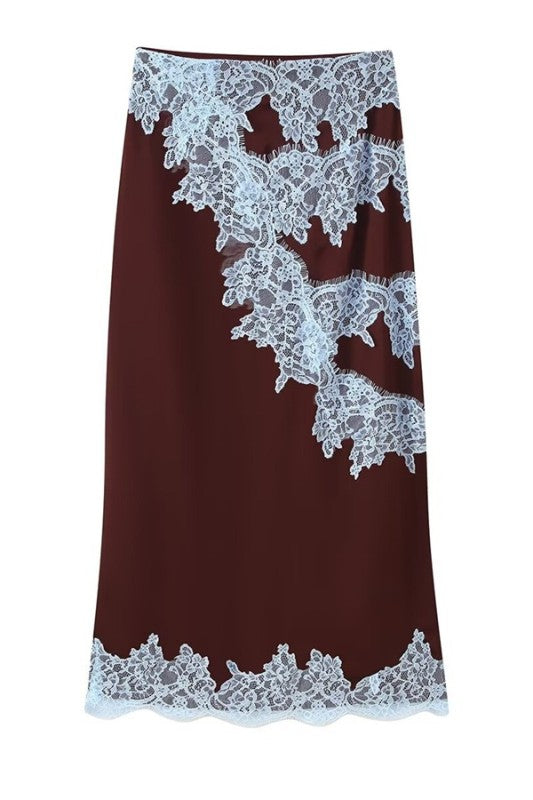 Cocoa Lace Detail Skirt