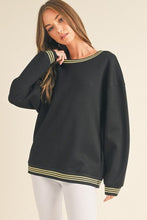 Striped Trim Crewneck