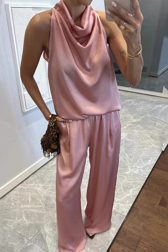 Blush Drape Satin Set