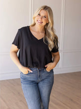 V NECK BUBBLE TEE