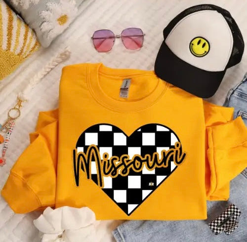 Missouri Checkered Heart Sweatshirt