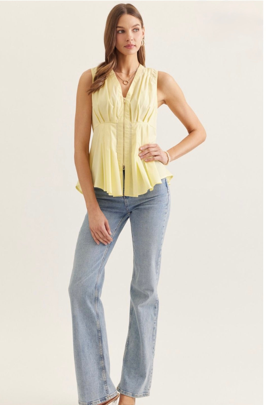 Sunlit Pleated Peplum Top