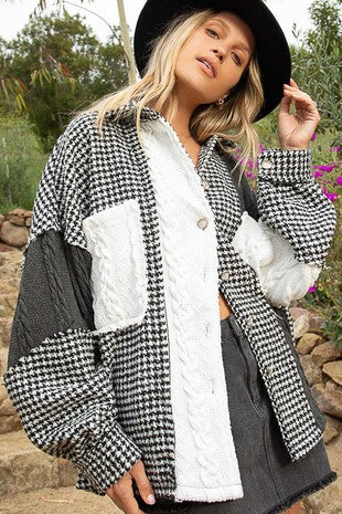 Houndstooth Shirt Jacket