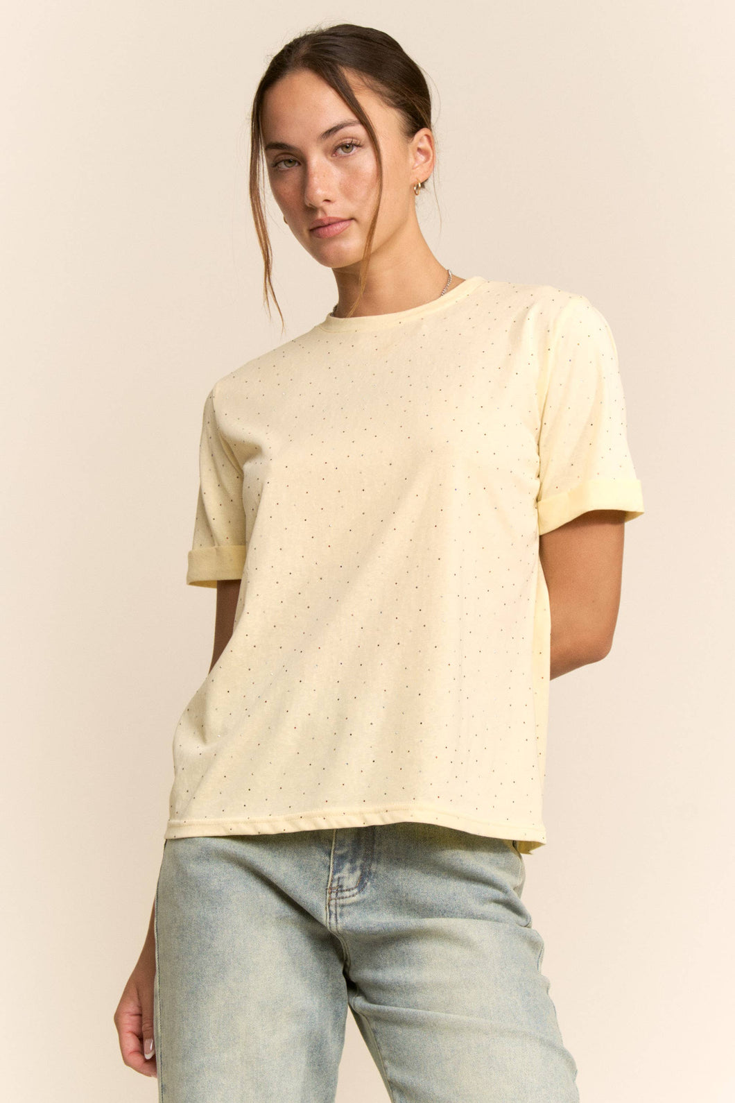 Rhinestone Crew Neck